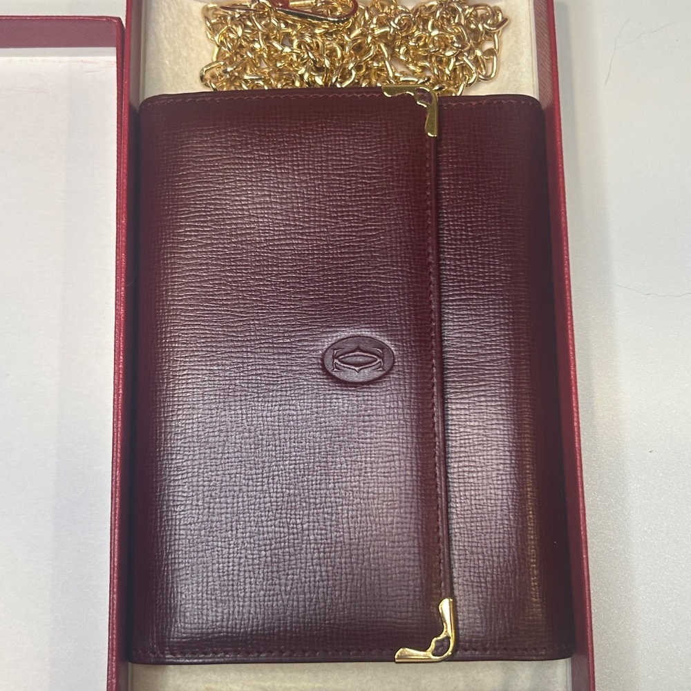Cartier Large Square Wallet with Gold chain